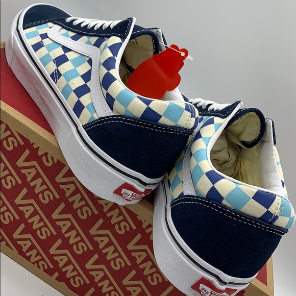 VANS OLD SKOOL CHECKERBOARD Blue Topaz men’s - Picture 9 of 16